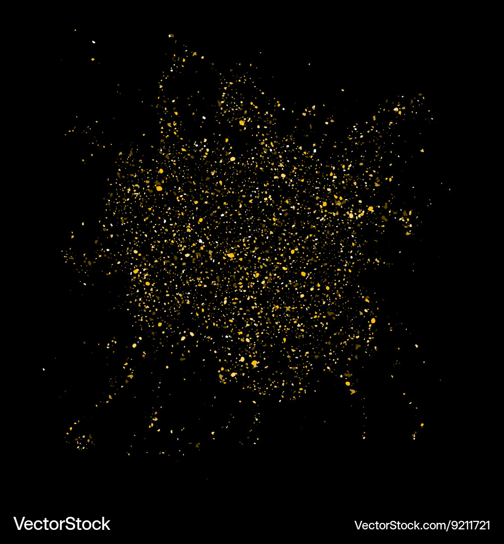 Golden Glitter Explosion on Black Vector Image