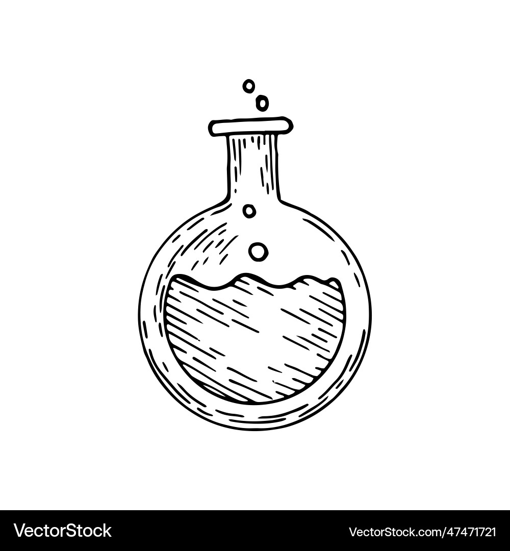Laboratory flask sketch chemical experiments line Vector Image
