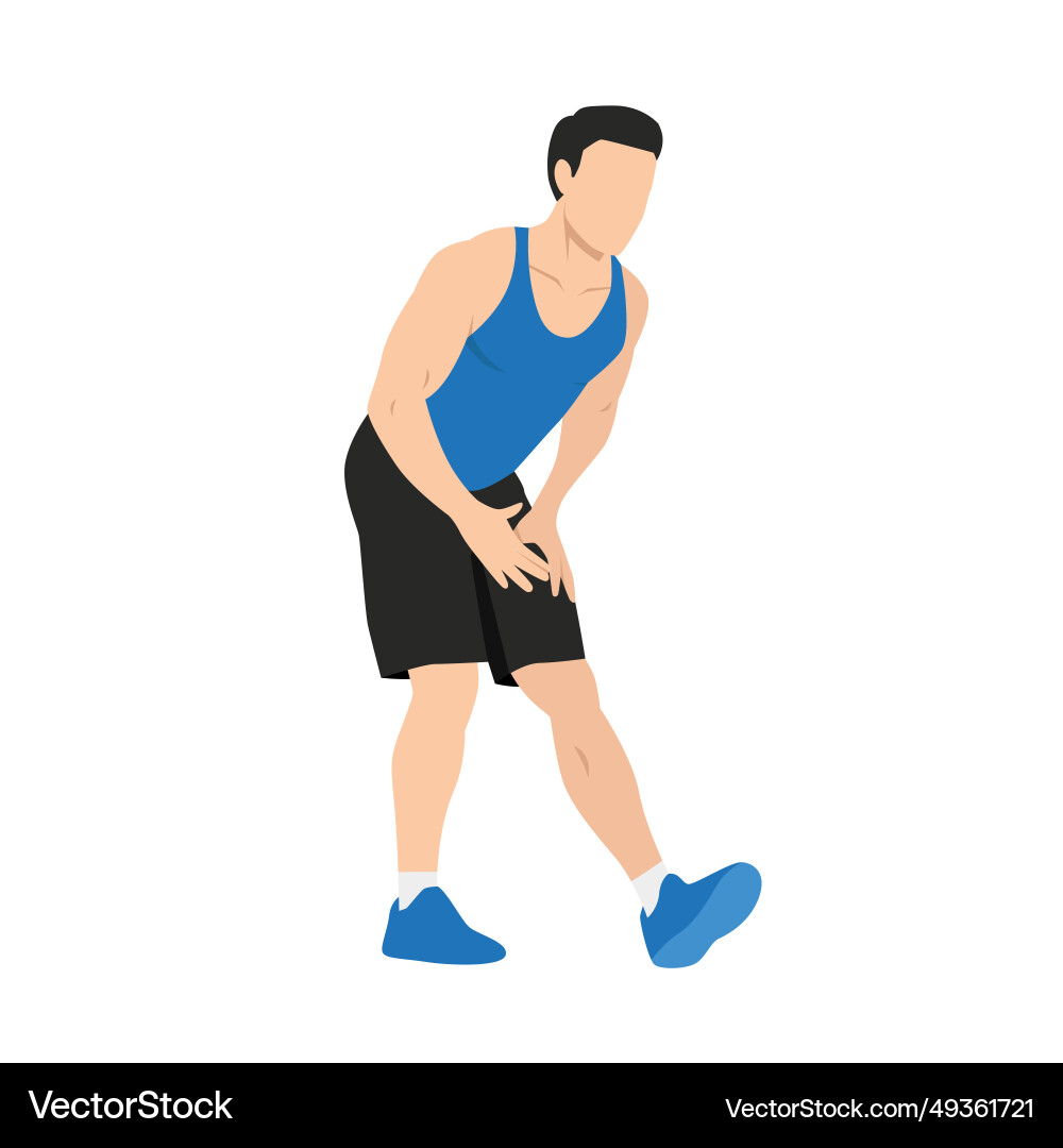 Man Performing Hamstring Stretch vector image