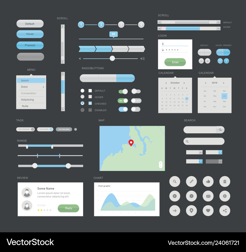 Mega ui for desktop or apps interface design Mega ui for desktop or apps interface design vector image
