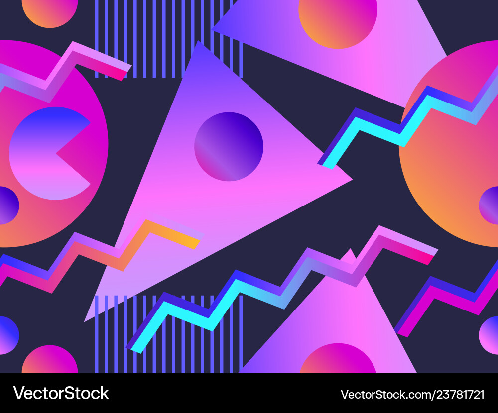Memphis seamless pattern with gradient shape vector image