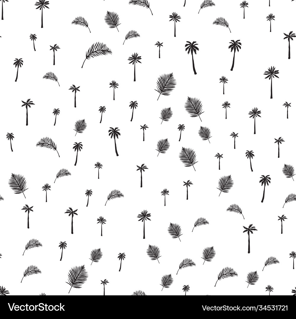Palm trees seamless pattern on a white background Palm trees seamless pattern on a white background vector image