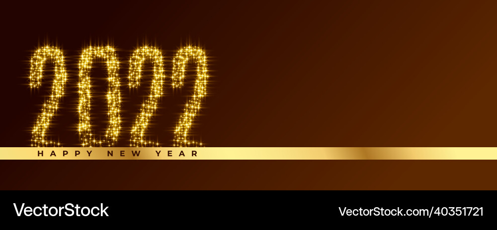 Sparkling 2022 new year golden banner with text Vector Image