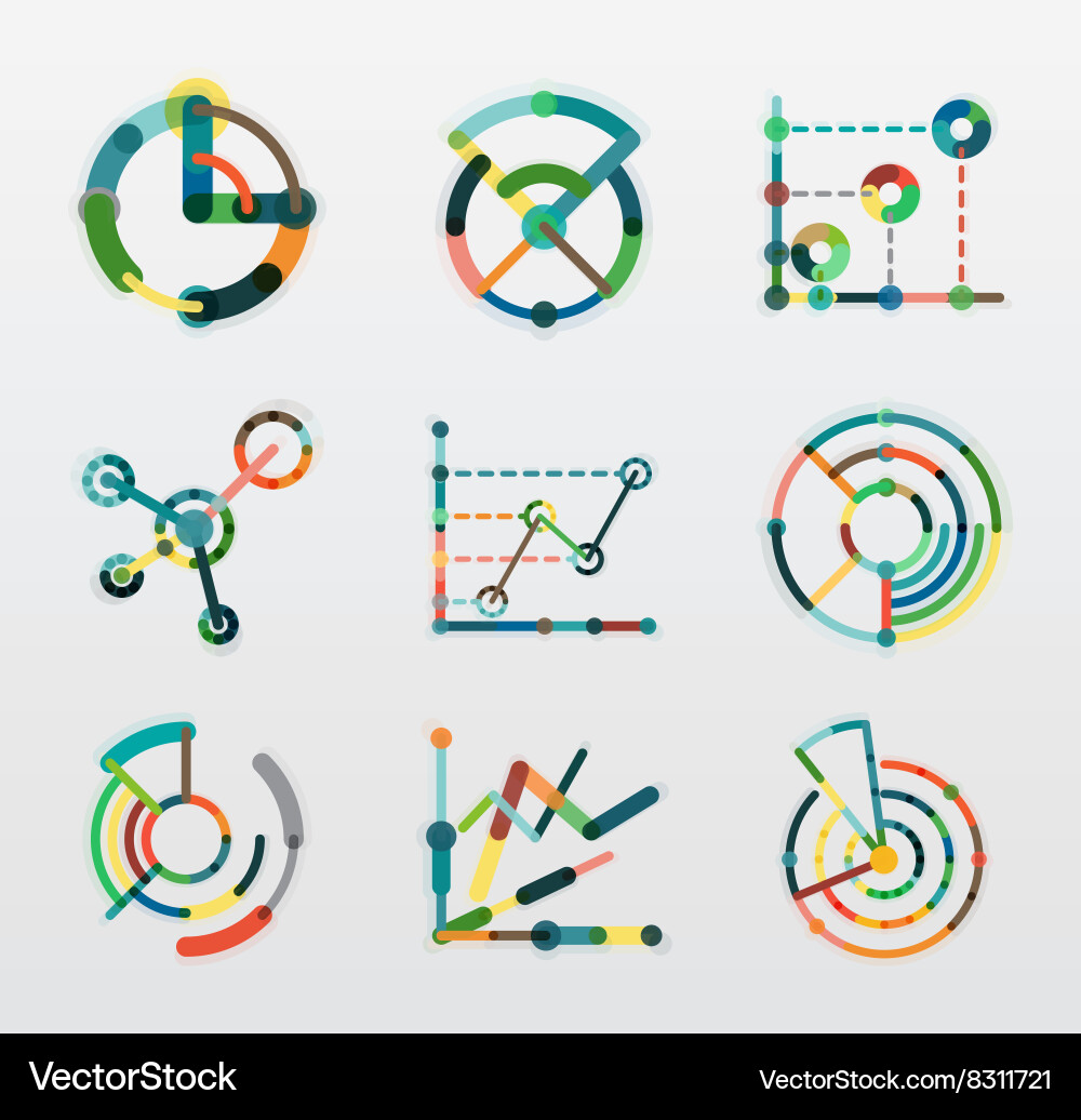 Thin line chart logo set graph icons modern Vector Image