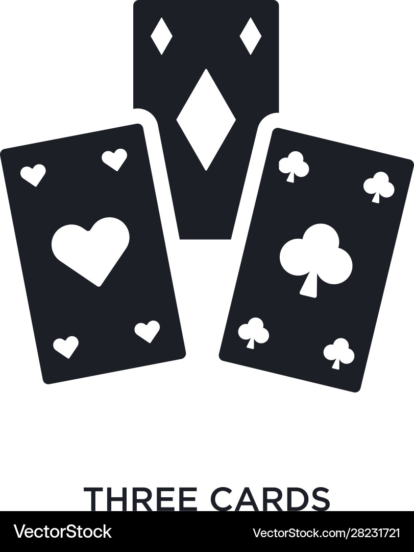 Three cards isolated icon simple element from vector image