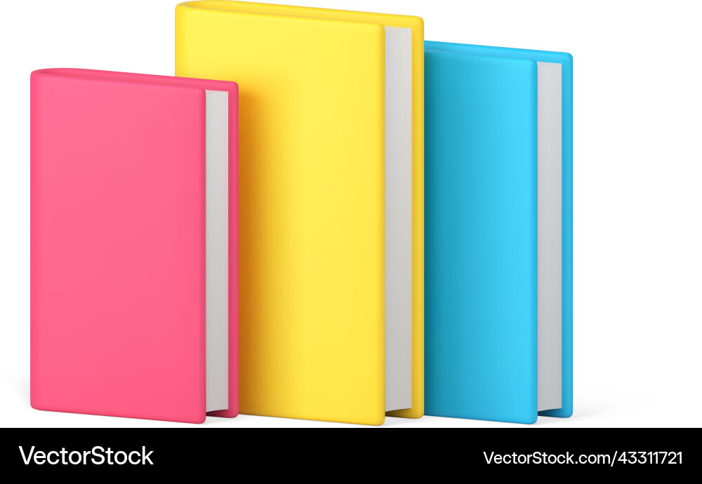 Three paper textbook notebook standing realistic Three paper textbook notebook standing realistic vector image