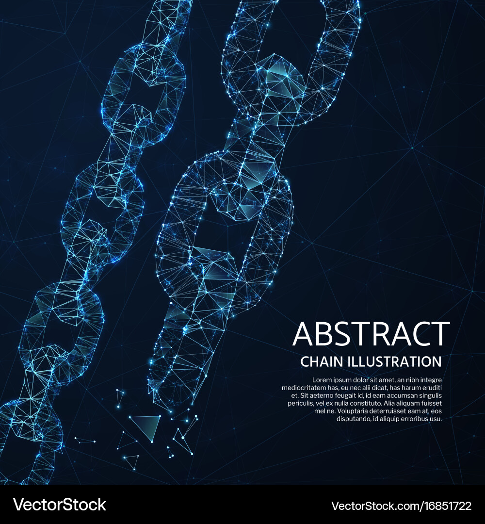 3D Network Chain Links - Abstract Polygon vector image
