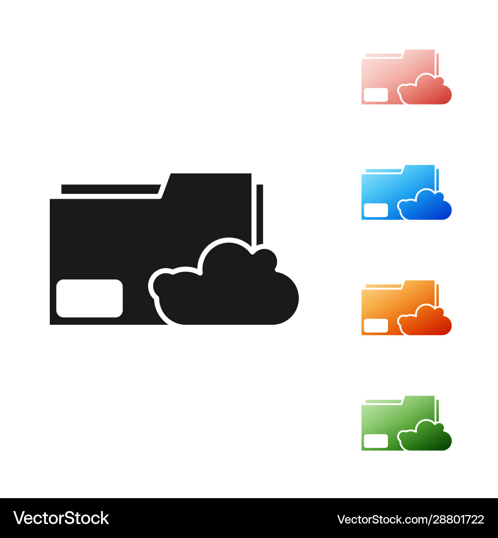 Black cloud storage text document folder icon Black cloud storage text document folder icon vector image