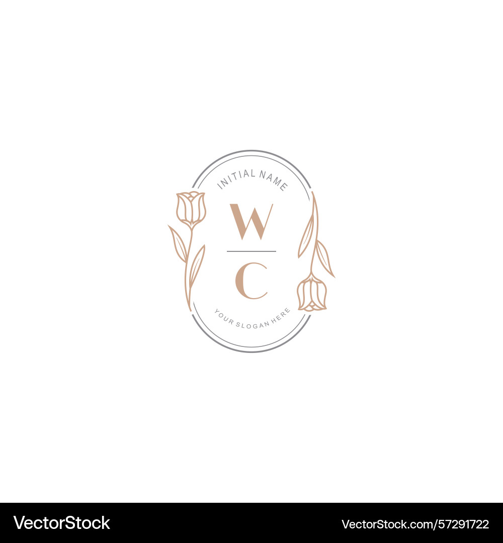 Botanical monogram logos with initial wc Botanical monogram logos with initial wc Vector Image