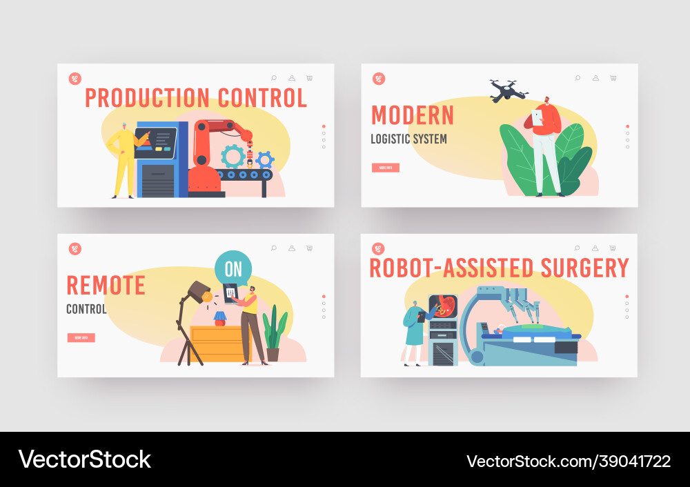 Characters use remote control landing page Characters use remote control landing page vector image