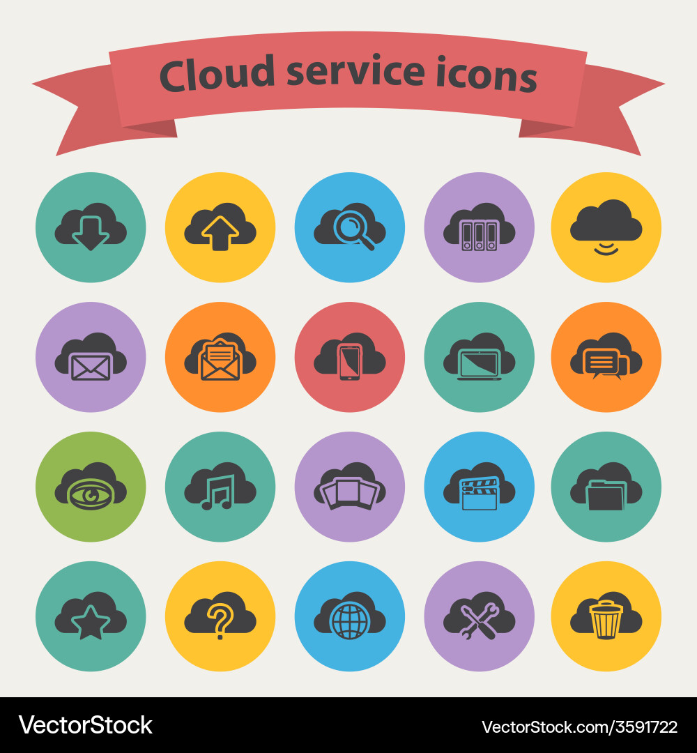Cloud Service Icons Set Vector Image