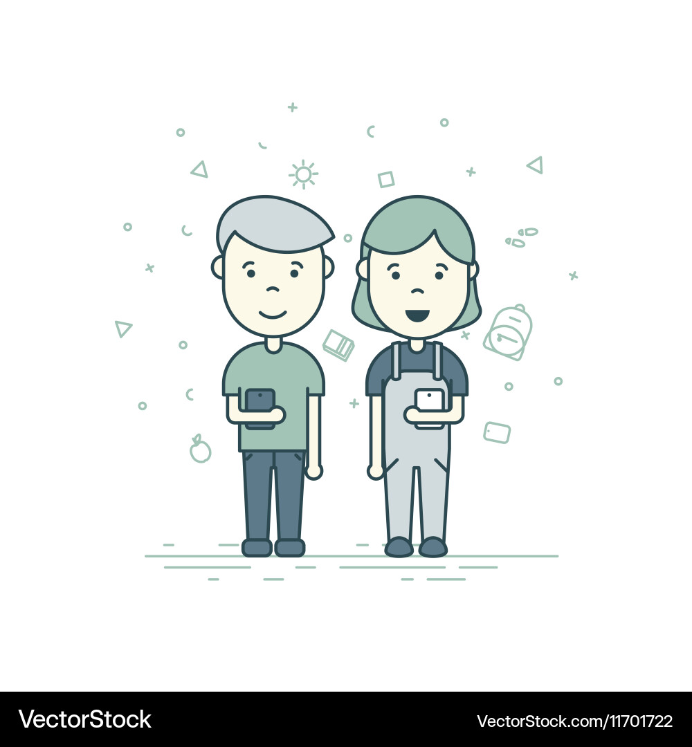 Cute pupils students Vector Image