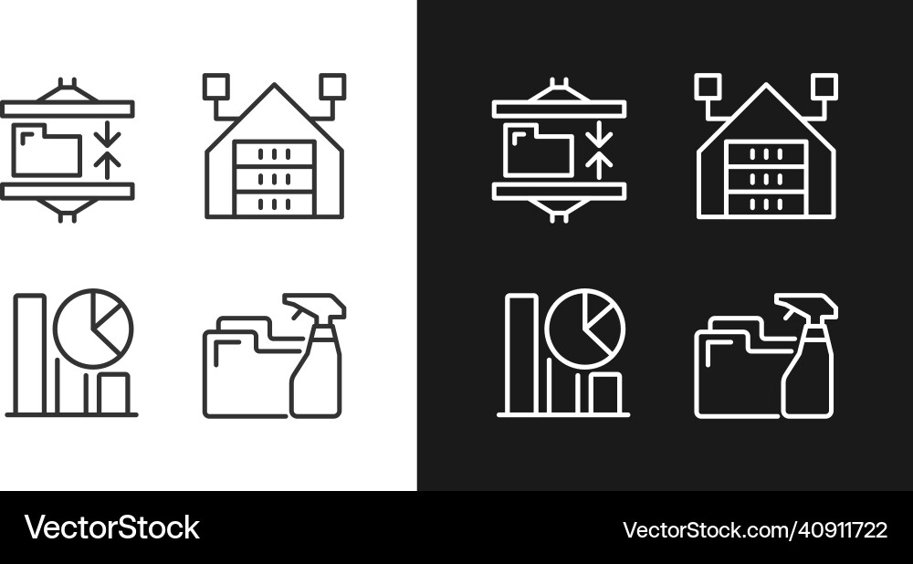 Data mining processes linear pixel perfect icons Vector Image