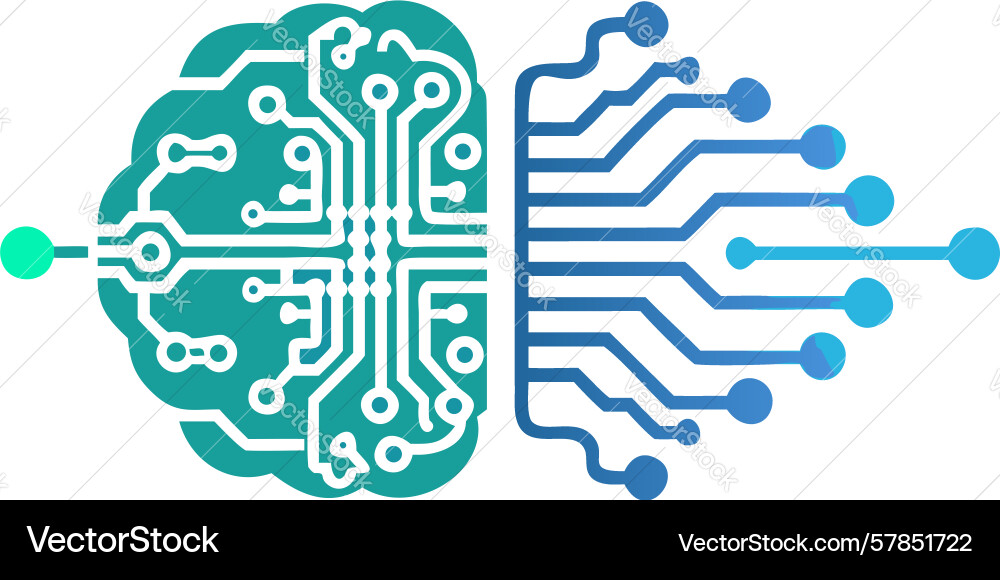 Digital cognitive flow brain information stream vector image