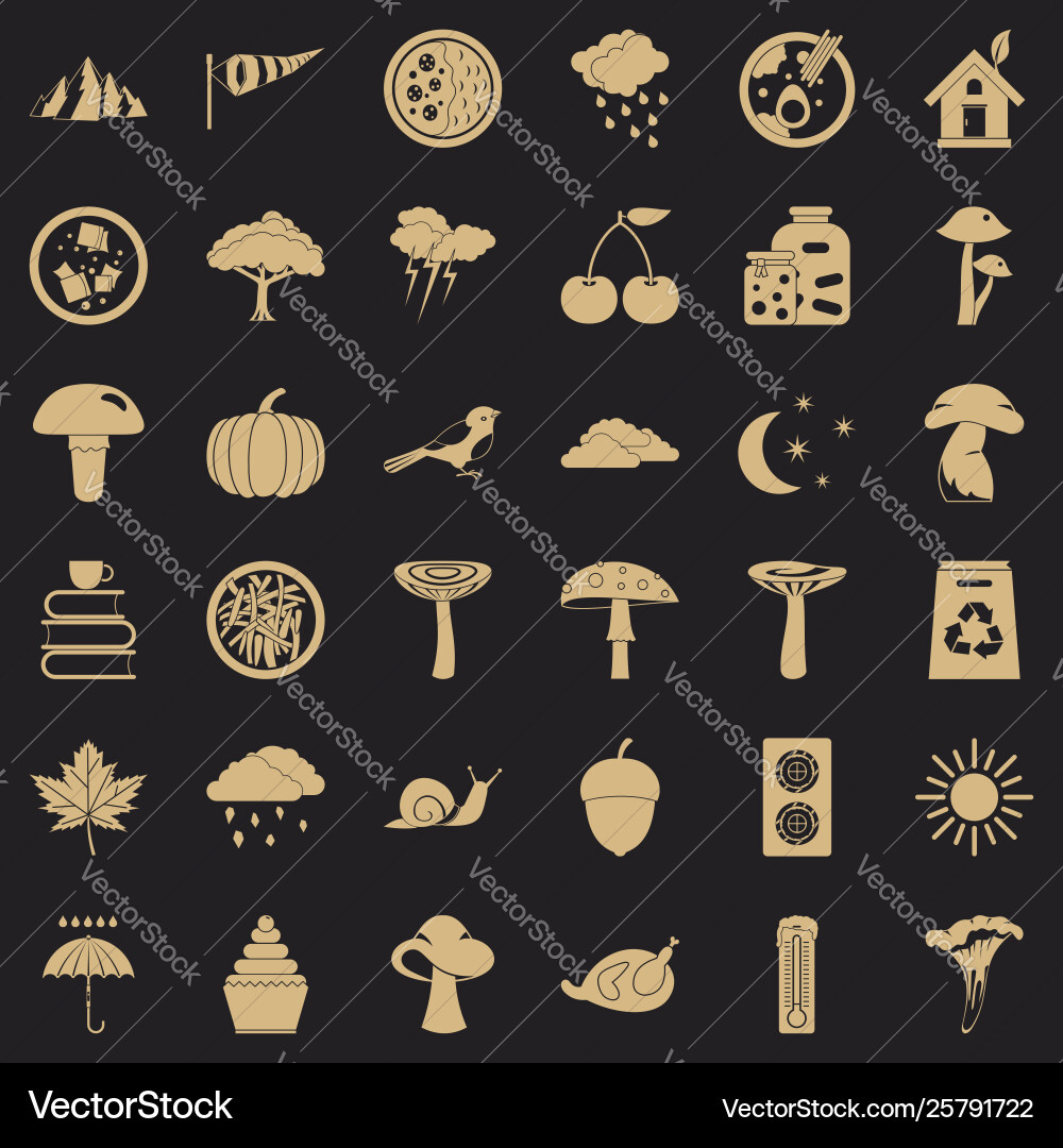 Forestation icons set simple style Forestation icons set simple style Vector Image