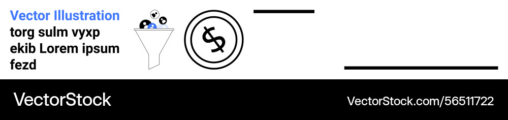 Funnel filtering data into money icon representing Vector Image