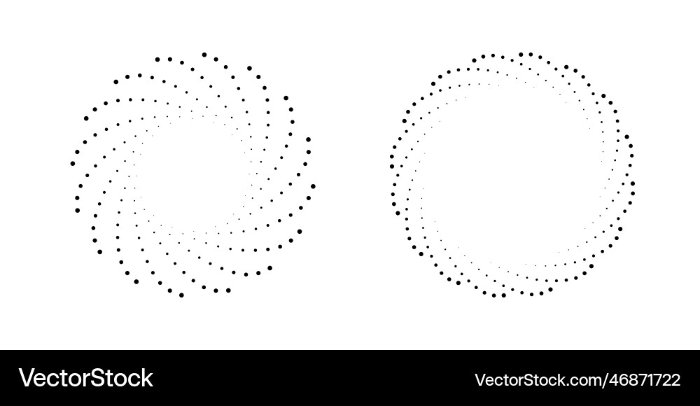 Halftone circular dotted frames set circle dots Halftone circular dotted frames set circle dots vector image