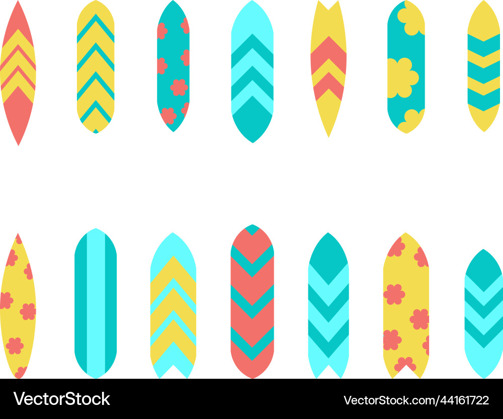 Isolated surfing board different patterns and colo Isolated surfing board different patterns and colo vector image