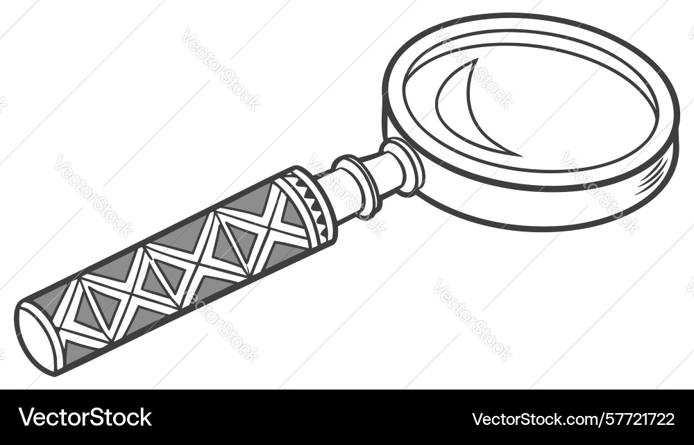 Magnifying glass with crosshatch handle precise vector image