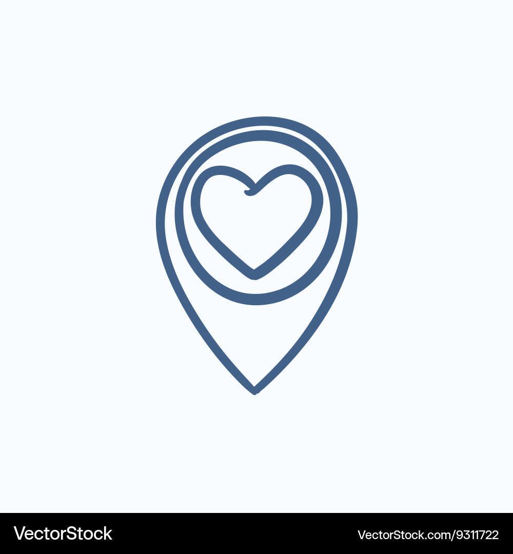 Map pointer with heart sketch icon vector image