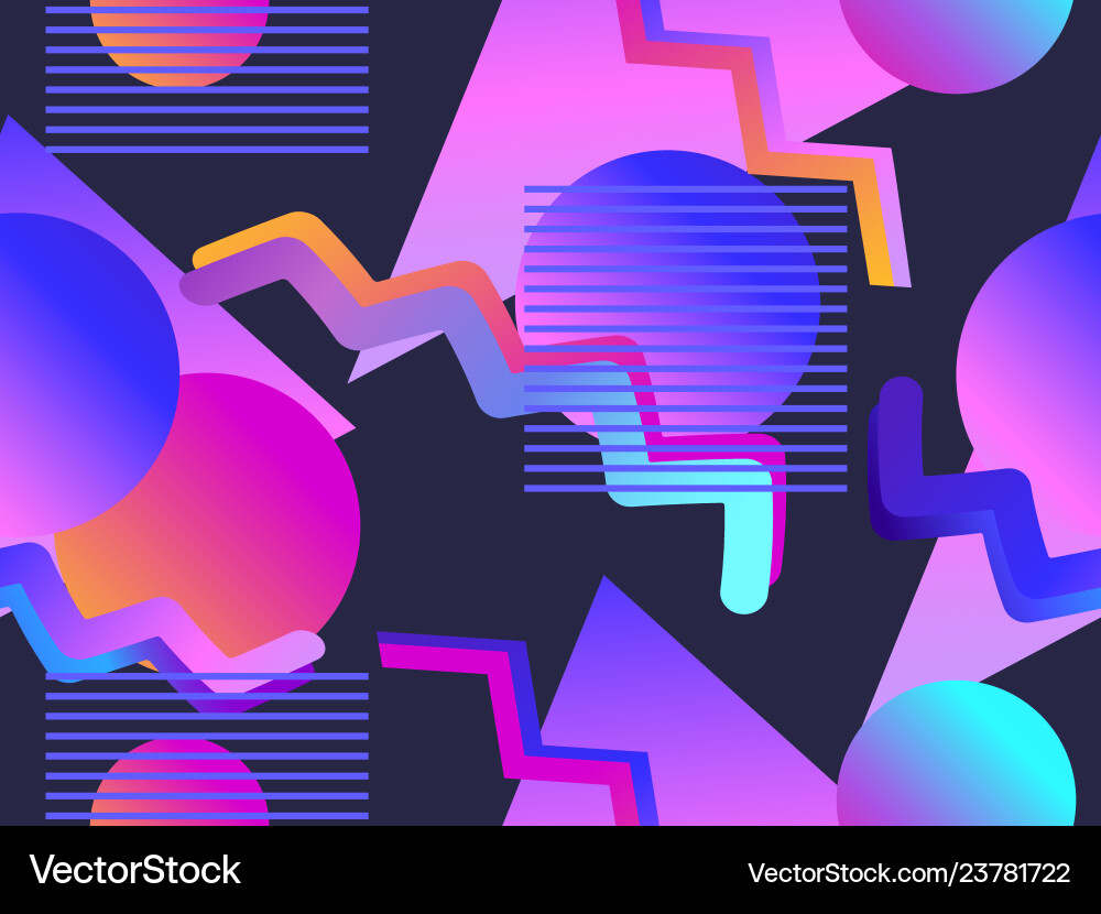 Memphis seamless pattern with gradient shape Memphis seamless pattern with gradient shape vector image