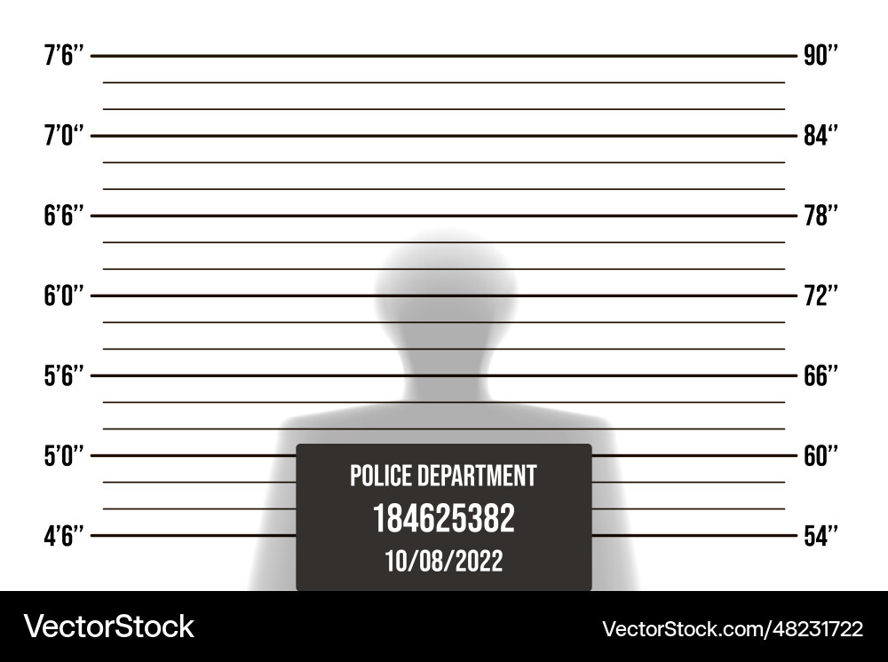Mugshot with a shadow of man and table date Vector Image