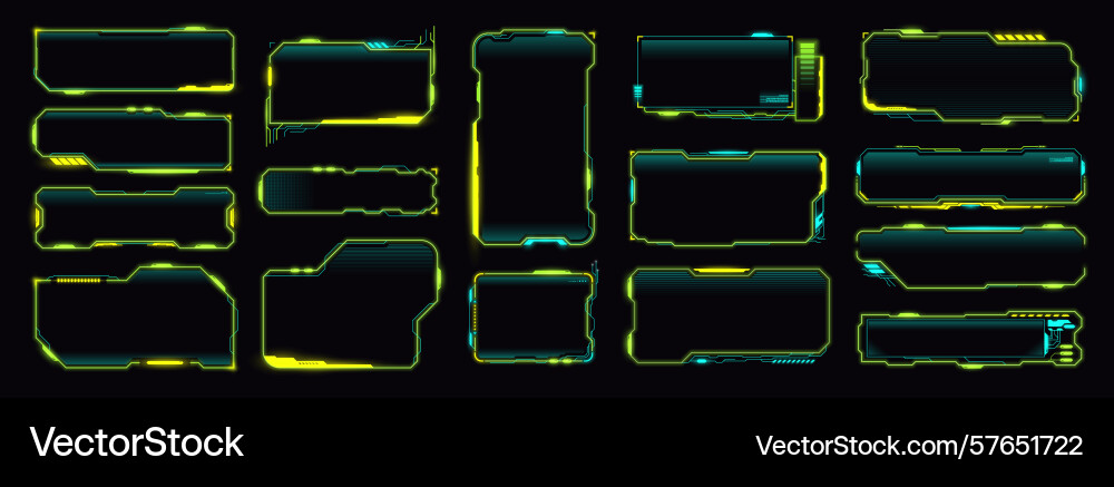 Neon cyberpunk game hud interface elements set Neon cyberpunk game hud interface elements set vector image