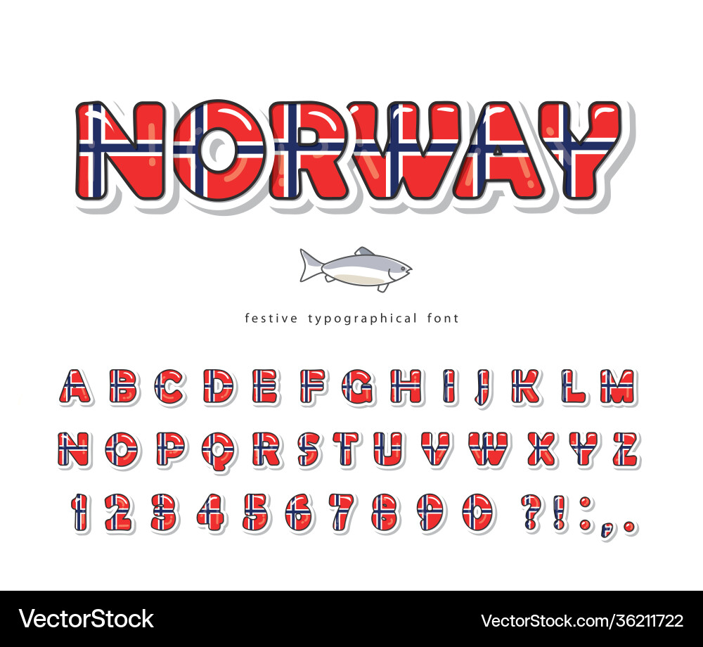 Norway cartoon font norwegian national flag