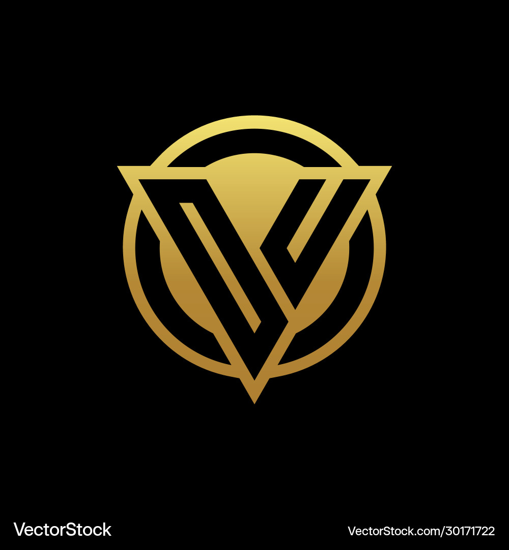 Ou logo monogram with triangle shape and circle vector image