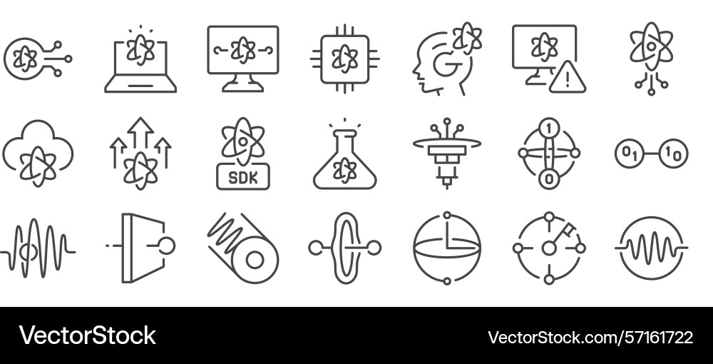 Quantum computing icon set Quantum computing icon set vector image