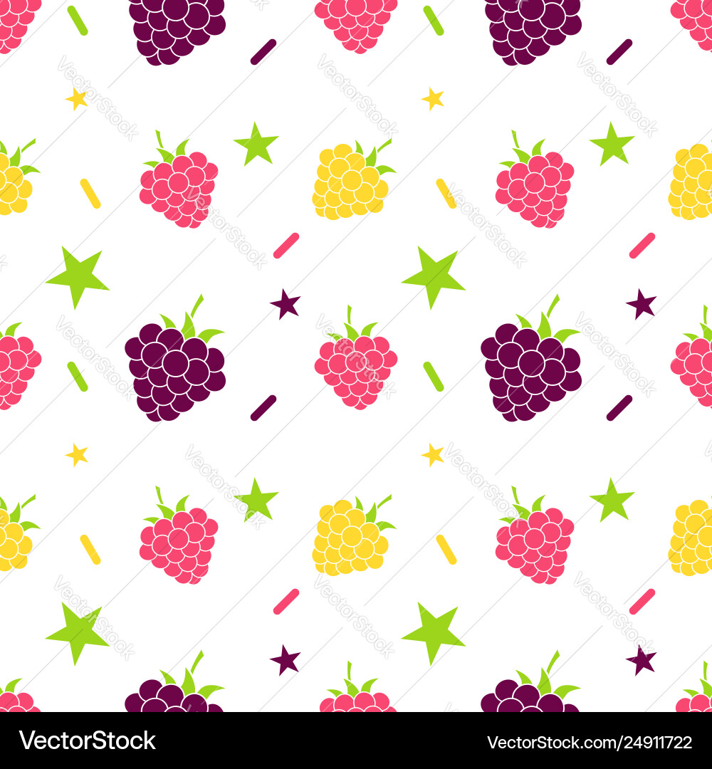 Seamless background with blackberry and raspberry vector image
