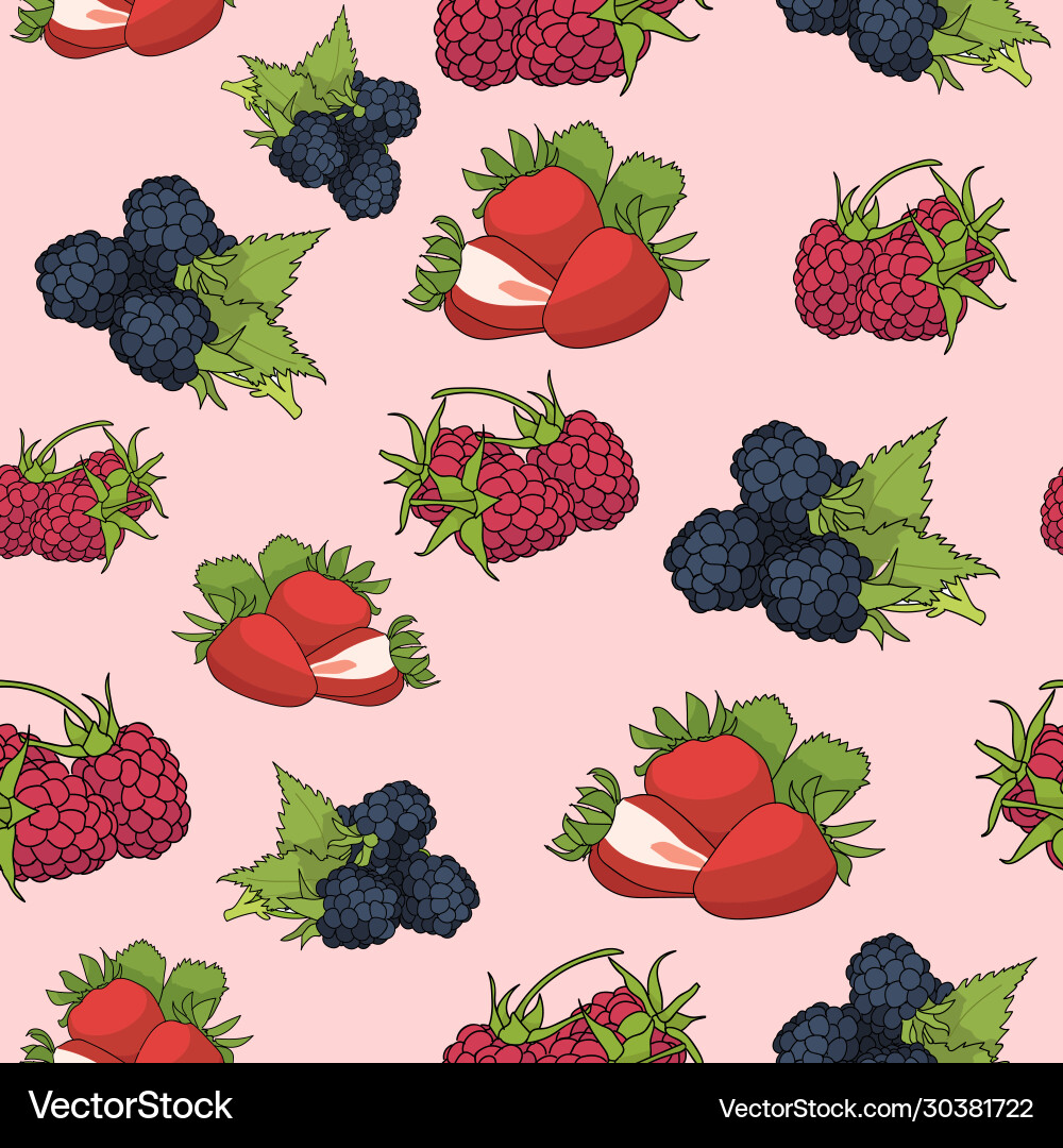 Seamless repeating pattern raspberries Vector Image