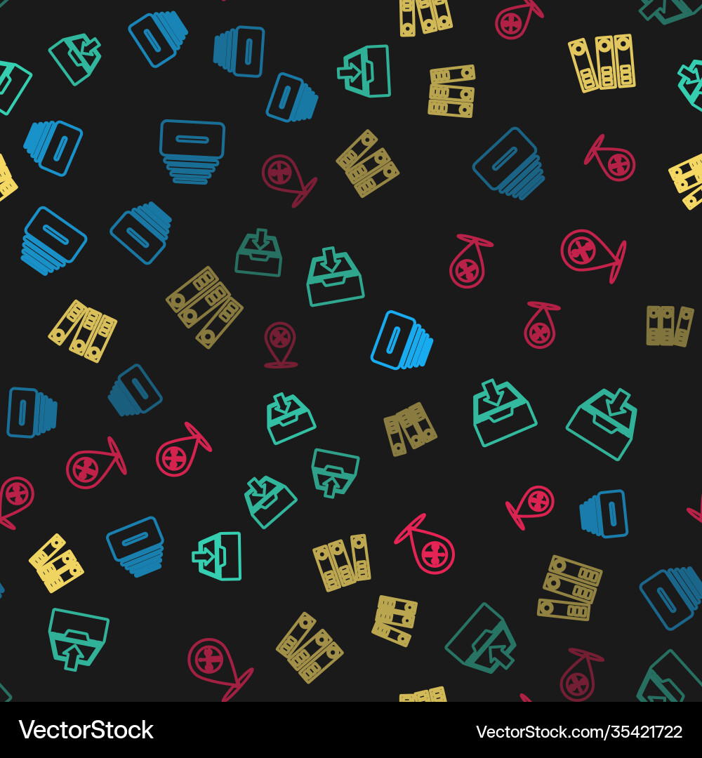 Set line drawer with documents download inbox Set line drawer with documents download inbox vector image