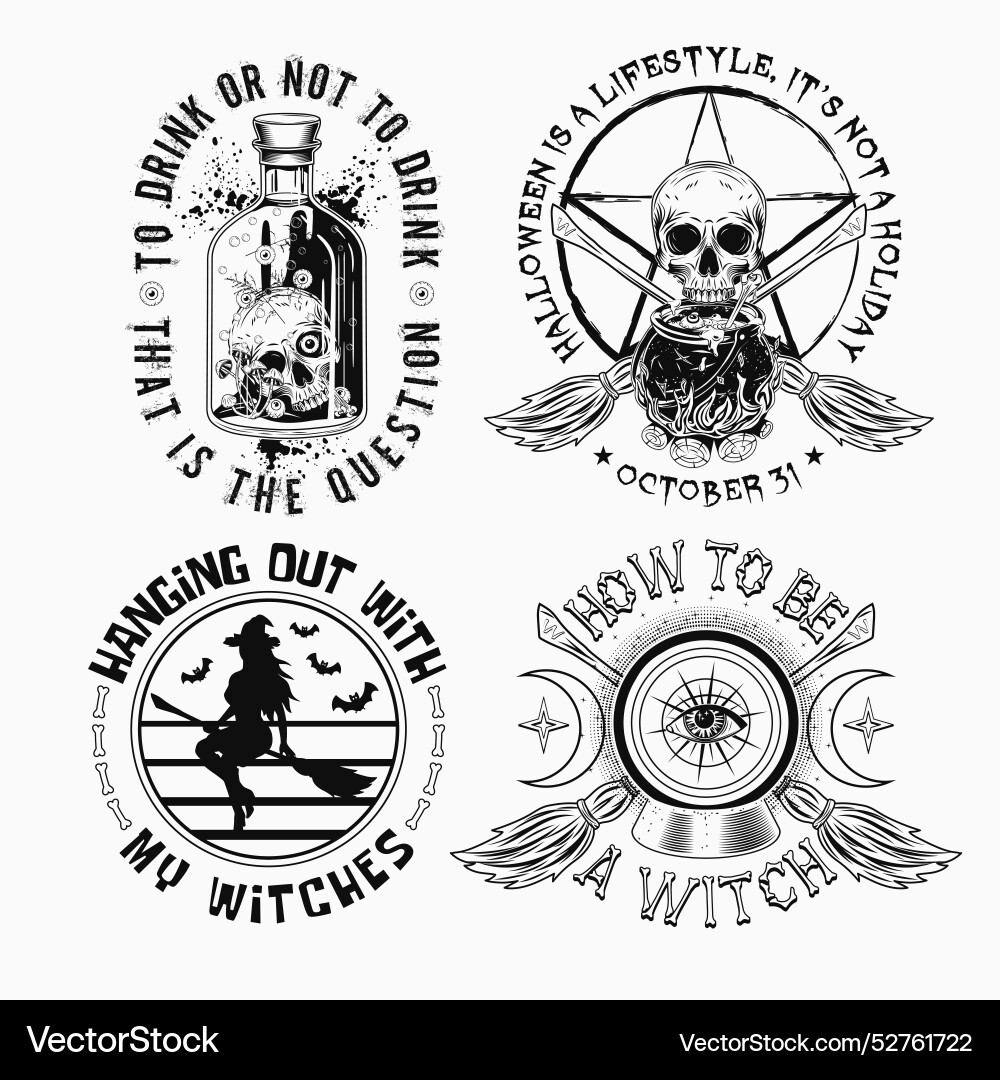 Set of labels with halloween objects Set of labels with halloween objects Vector Image