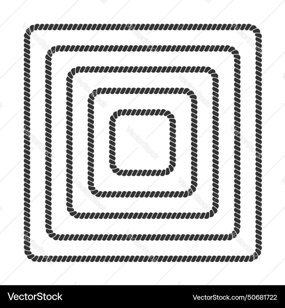 Set of square rope frames thread hemp twine Set of square rope frames thread hemp twine vector image