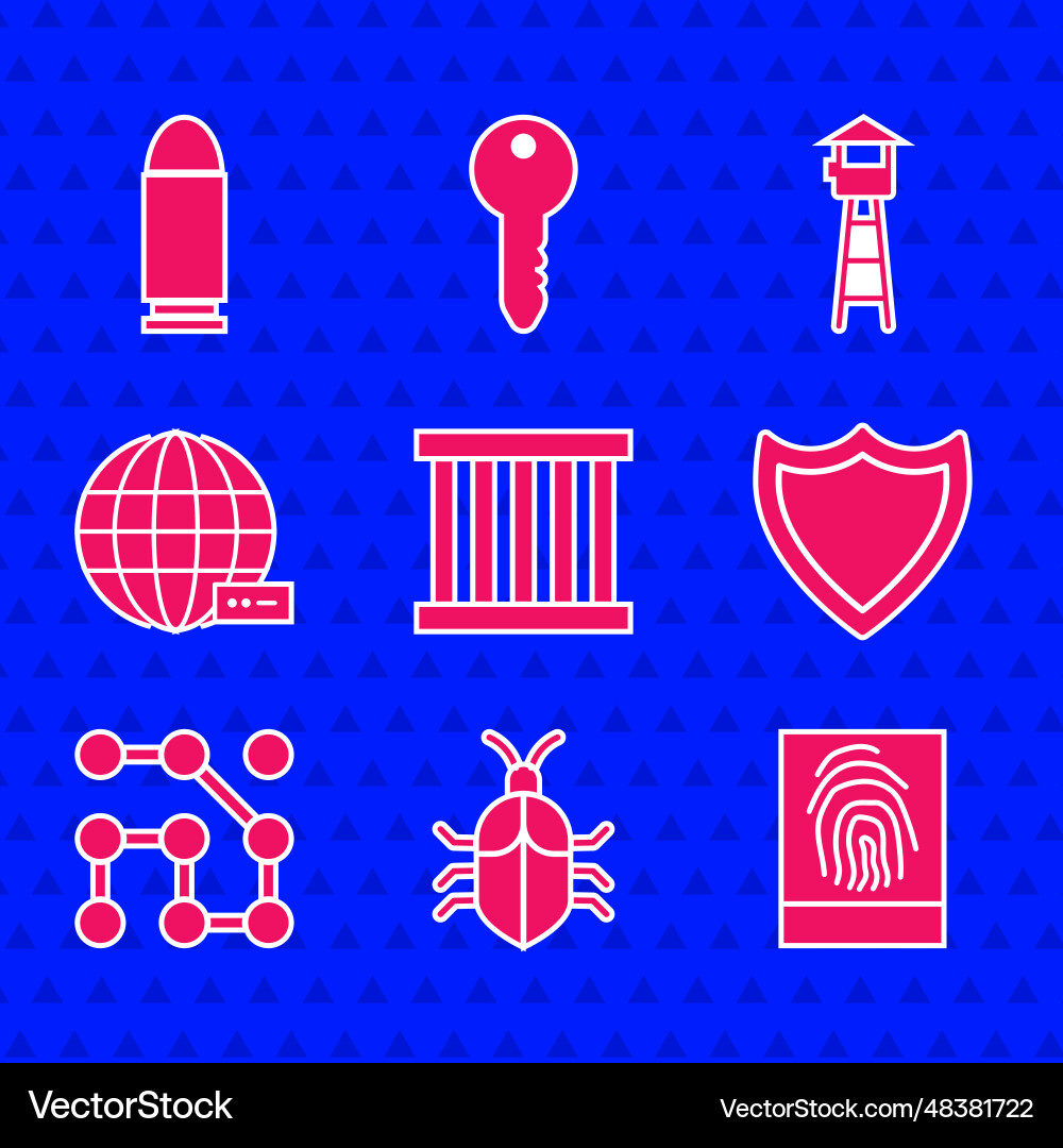 Set prison window system bug concept fingerprint vector image