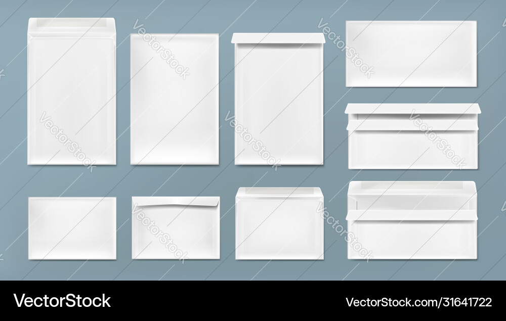 White Envelope Templates - A4, DL, C6 Vector Image