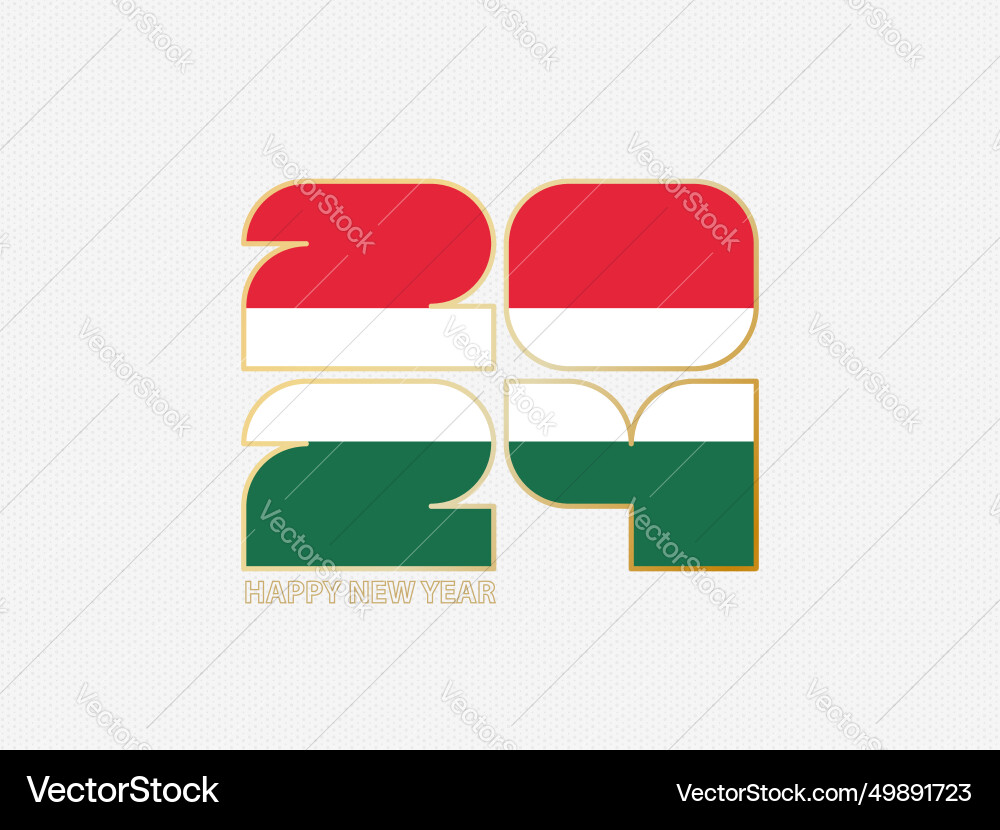 Abstract numbers 2024 with flag of hungary vector image