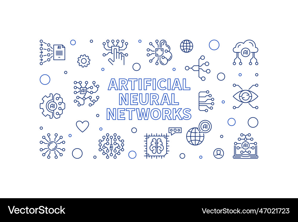 Artificial neural networks line horizontal Artificial neural networks line horizontal vector image