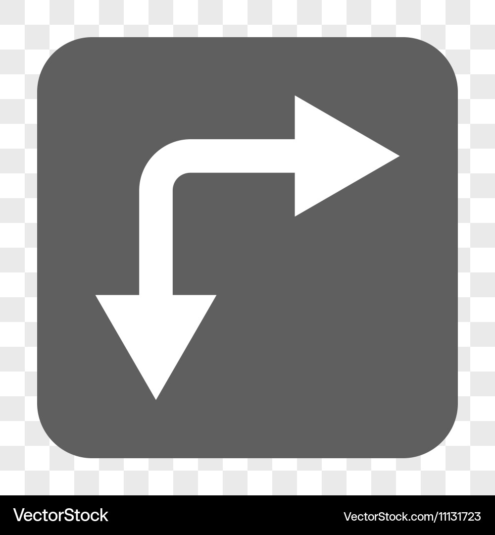 Bifurcation arrow right down rounded square button Vector Image