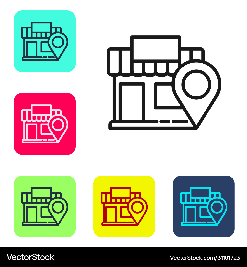 Black line location with store icon isolated vector image