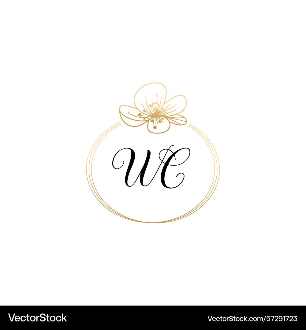 Botanical monogram logos with initial wc Vector Image
