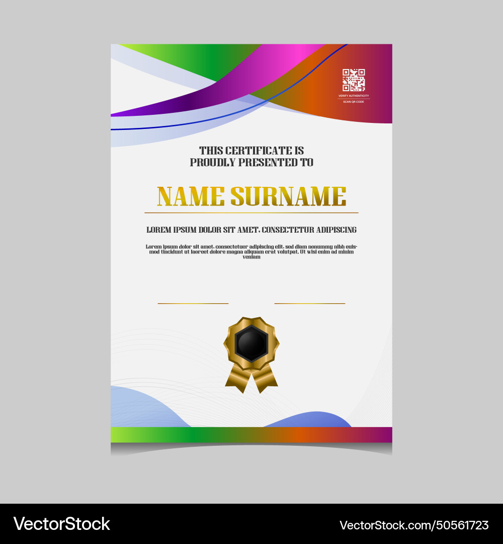 Certificate template dynamic wave vibrant Vector Image