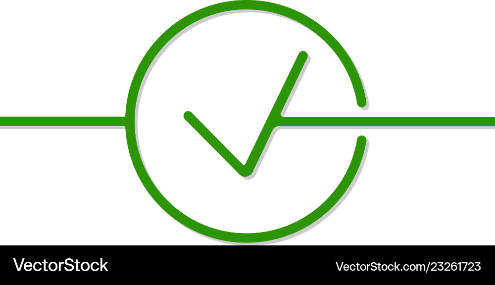 Check mark icon in the style of a single line Vector Image