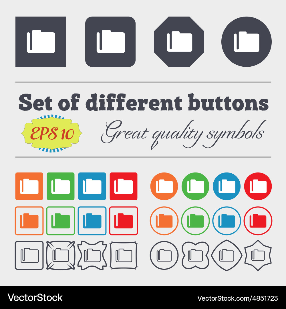 Document folder icon sign big set of colorful vector image