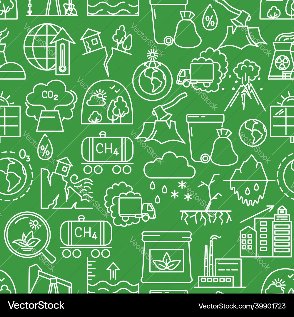 Ecology problems seamless pattern in line style Ecology problems seamless pattern in line style vector image