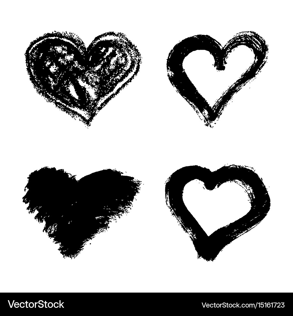 Grunge Hearts - Hand Drawn Collection Vector Image