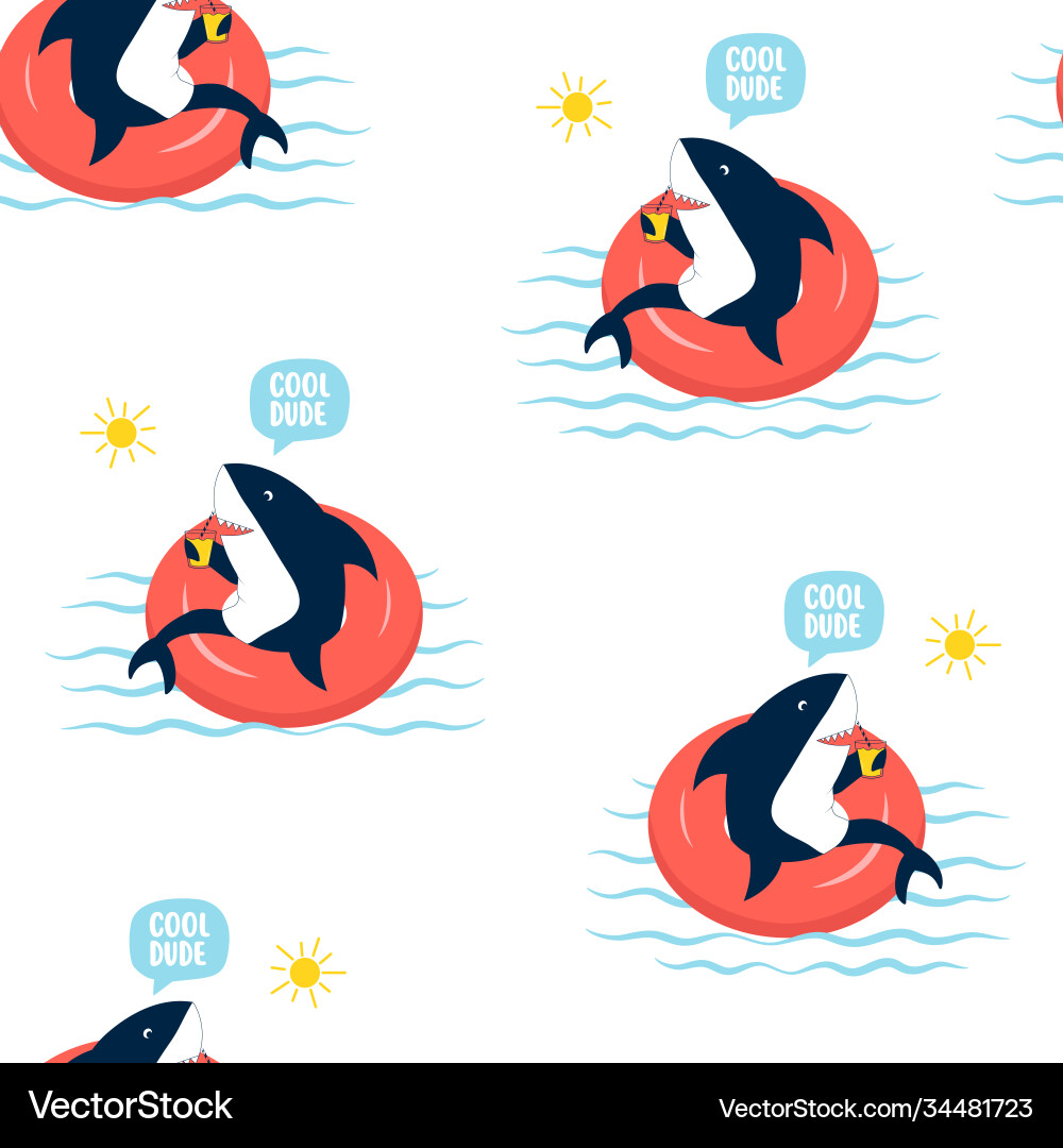 Hand drawing shark print design seamless pattern Hand drawing shark print design seamless pattern vector image