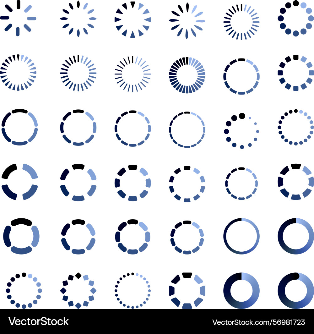 Loading progress or buffering spinning icons vector image