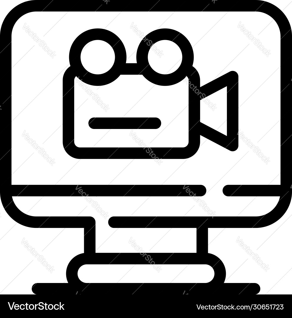 Monitor pc screen record icon outline style Monitor pc screen record icon outline style vector image